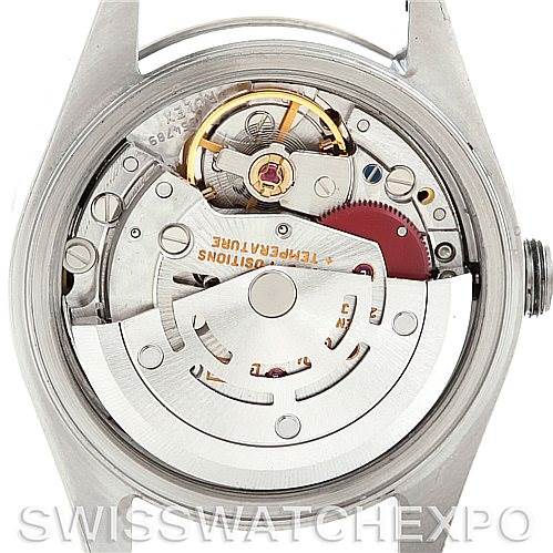The image shows the movement and internal mechanism of a Rolex Datejust 69174 Women
s Stainless Steel Mother of Pearl Dial 69174 Women
s Stainless Steel Mother of Pearl Dial watch, viewed from the back.
