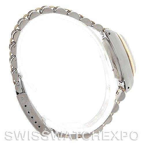 The image shows a side view of a Rolex Datejust 69173 Women's Stainless Steel Champagne Dial 69173 Women's Stainless Steel Champagne Dial watch showcasing its bracelet and case.