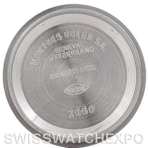 This image shows the case back interior of a Rolex Datejust 79174 Women's Stainless Steel Black Dial 79174 Women's Stainless Steel Black Dial watch, displaying engravings and a brushed metal finish.