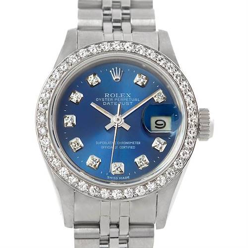 Photo of Rolex Datejust Ladies Steel 18k White Gold Diamond Watch 69174