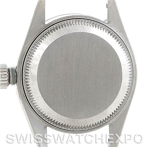 This image shows the case back of a Rolex Datejust 79240 Women's Stainless Steel Blue Dial 79240 Women's Stainless Steel Blue Dial watch viewed from the back.