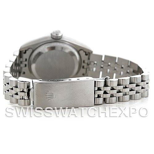 This image shows the back and bracelet clasp of a Rolex Datejust 79240 Women's Stainless Steel Blue Dial 79240 Women's Stainless Steel Blue Dial watch, viewed from the rear angle.