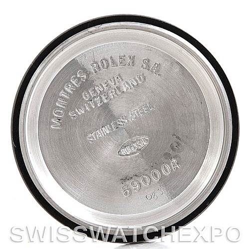 This image shows the interior case back for a Rolex Datejust 69173 Women's Stainless Steel Silver Dial 69173 Women's Stainless Steel Silver Dial watch, featuring engraved details and serial numbers.