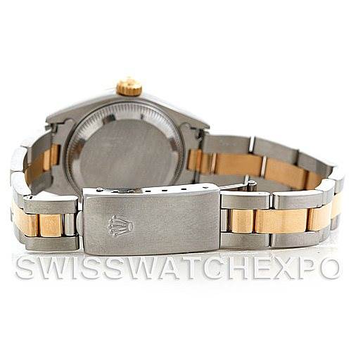 This image shows the back and partially open bracelet of a Rolex Datejust 69173 Women's Stainless Steel Silver Dial 69173 Women's Stainless Steel Silver Dial watch.