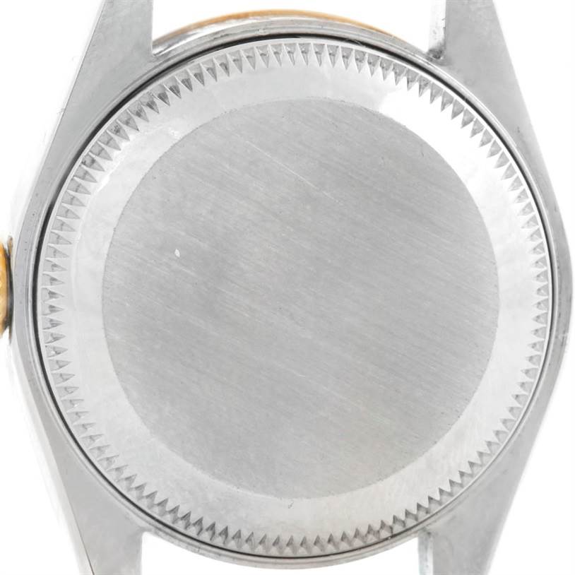 This image shows the back case of a Rolex Datejust 69173 Women's Stainless Steel White Dial 69173 Women's Stainless Steel White Dial watch.