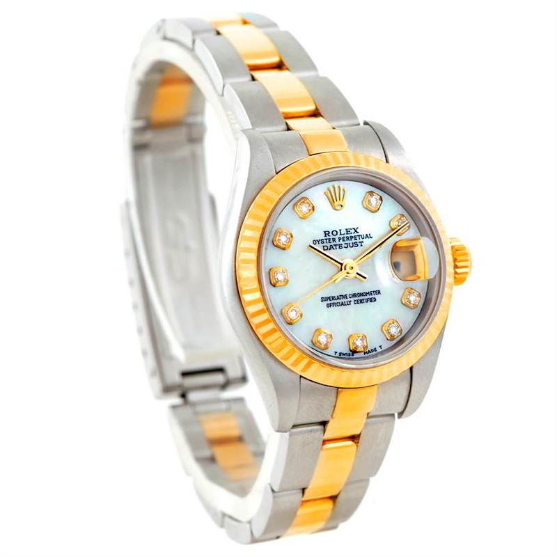 Rolex Datejust Ladies Steel 18k Yellow Gold MOP Watch 79163 SwissWatchExpo