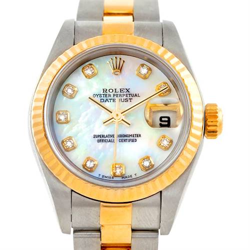 Photo of Rolex Datejust Ladies Steel 18k Yellow Gold MOP Watch 79163