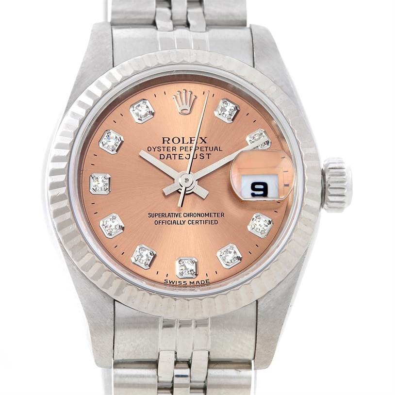 Rolex Datejust Ladies Steel 18k White Gold Diamond Watch 69174 ...