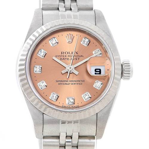 Photo of Rolex Datejust Ladies Steel 18k White Gold Diamond Watch 69174