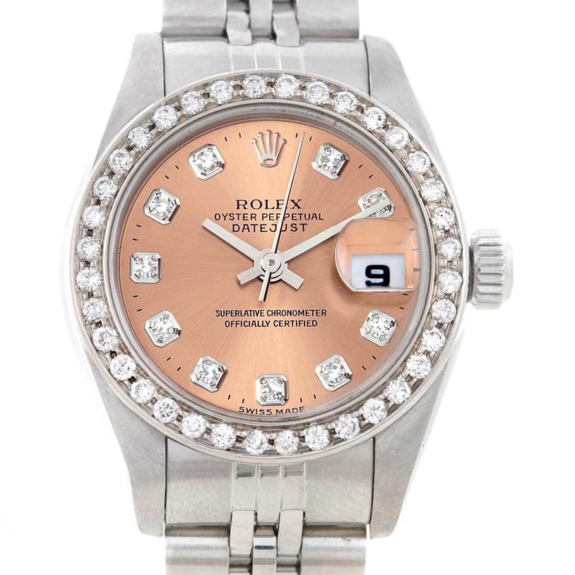 Rolex Datejust Ladies Steel 18k White Gold Diamond Watch 69174 ...