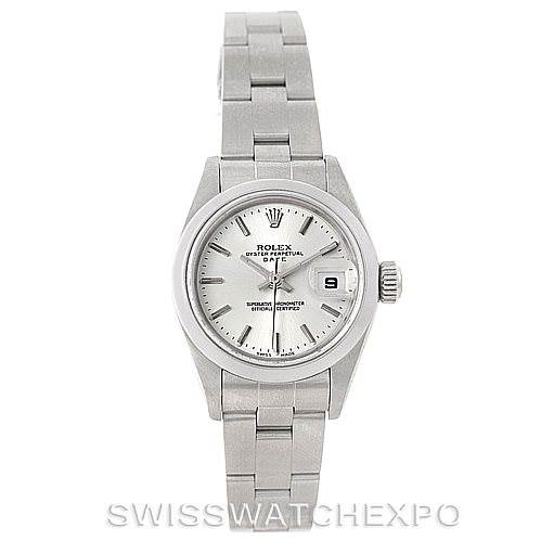 The image shows a front view of a Rolex Datejust 79160 Women's Stainless Steel Silver Dial 79160 Women's Stainless Steel Silver Dial watch, displaying the face, bezel, crown, and bracelet.