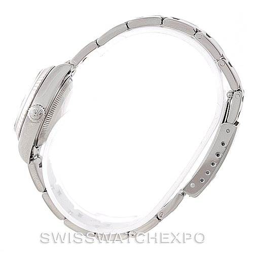 This image shows the side profile and bracelet of a Rolex Datejust 79174 Women's Stainless Steel Silver Dial 79174 Women's Stainless Steel Silver Dial watch, highlighting the case and crown.