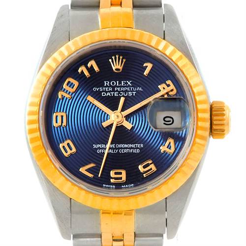 Photo of Rolex Datejust Ladies Steel 18k Yellow Gold Blue Dial 69173
