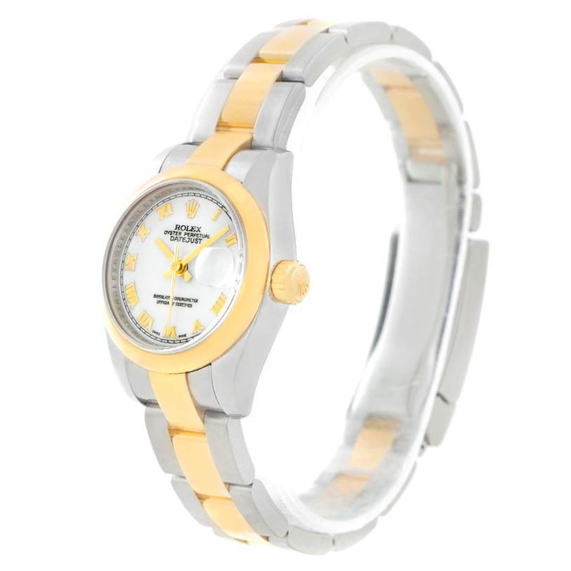 Rolex Datejust Ladies Steel Yellow Gold White Roman Dial Watch 179163 SwissWatchExpo