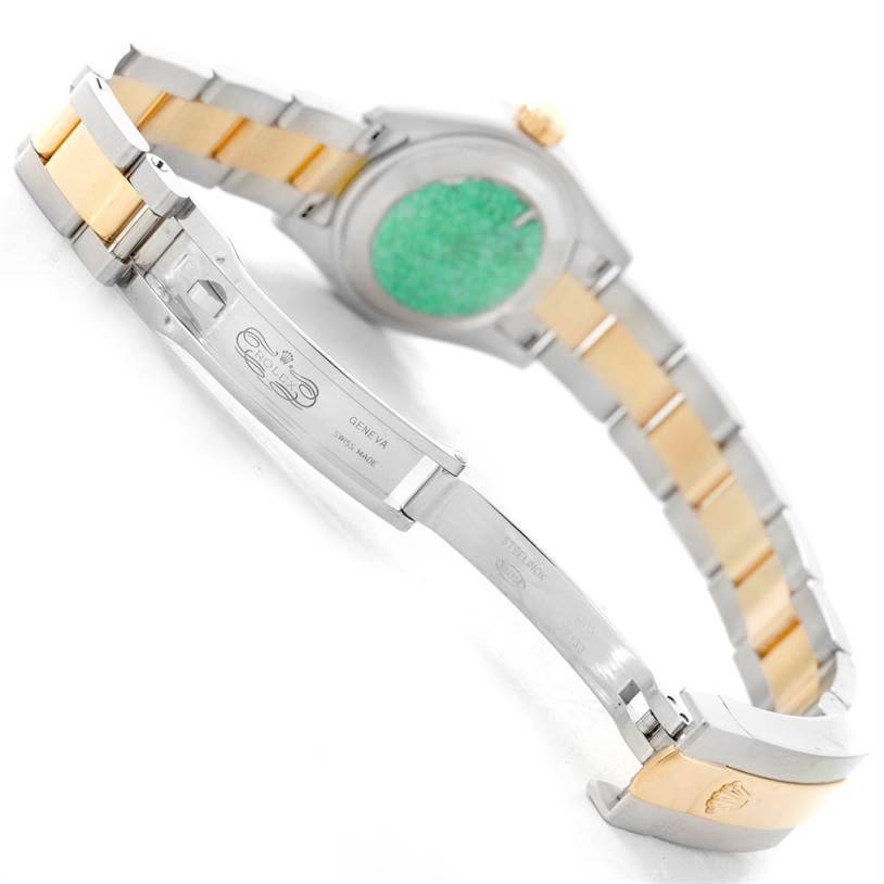The image shows the back and bracelet of a Rolex Datejust 179163 Women's Steel and Gold (two tone) White Dial 179163 Women's Steel and Gold (two tone) White Dial watch, highlighting the clasp and part of the watch case.