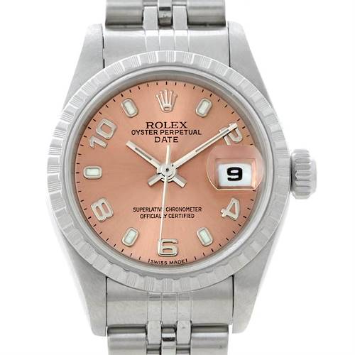 Photo of Rolex Oyster Perpetual Date Pink Dial Ladies Steel Watch 79240