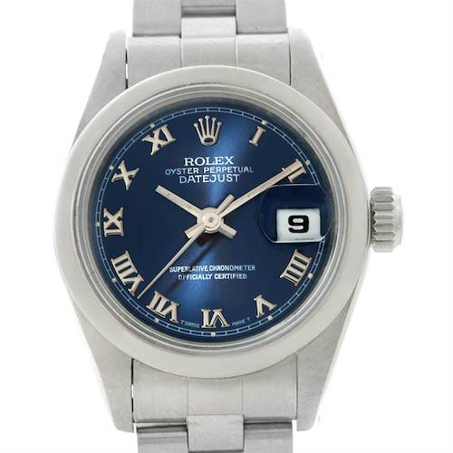 Photo of Rolex Oyster Perpetual Datejust Blue Dial Ladies Steel Watch 69160