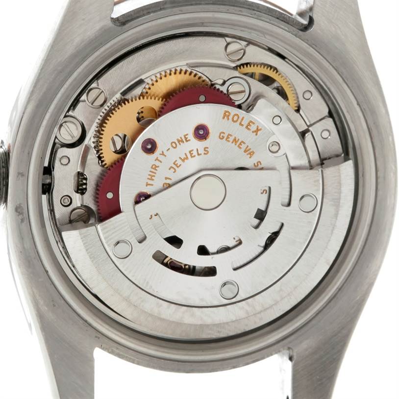 The image shows the movement components of a Rolex Datejust 179171 Women's Steel and Gold (two tone) Grey Dial 179171 Women's Steel and Gold (two tone) Grey Dial watch, viewed from the back.