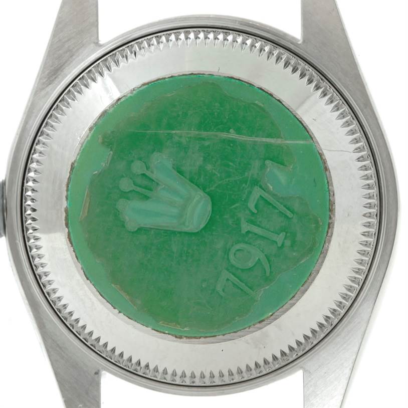 This image shows the back case of a Rolex Datejust 79174 Women's Stainless Steel Silver Dial 79174 Women's Stainless Steel Silver Dial watch, viewed from the back.