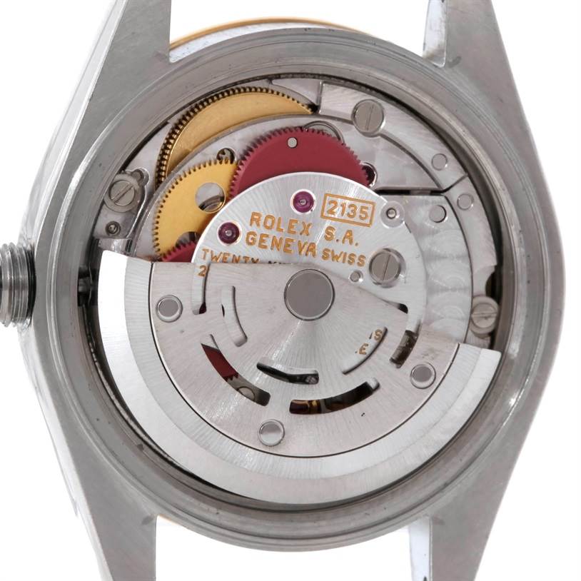 This image shows the internal parts and movement mechanism of a Rolex Datejust 69163 Women's Stainless Steel Blue Dial 69163 Women's Stainless Steel Blue Dial model watch.