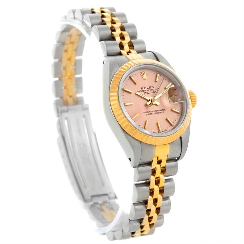 Rolex Datejust Ladies Steel 18k Yellow Gold Rose Dial Watch 69173 SwissWatchExpo