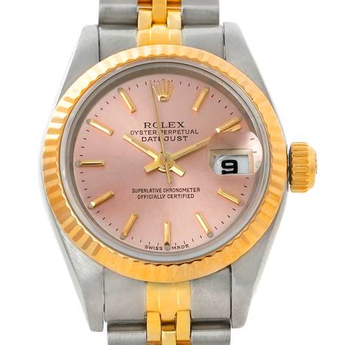 Photo of Rolex Datejust Ladies Steel 18k Yellow Gold Rose Dial Watch 69173