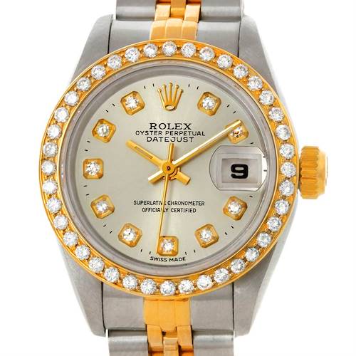 Photo of Rolex Datejus Ladies Steel 18k Yellow Gold Diamond Watch 69173