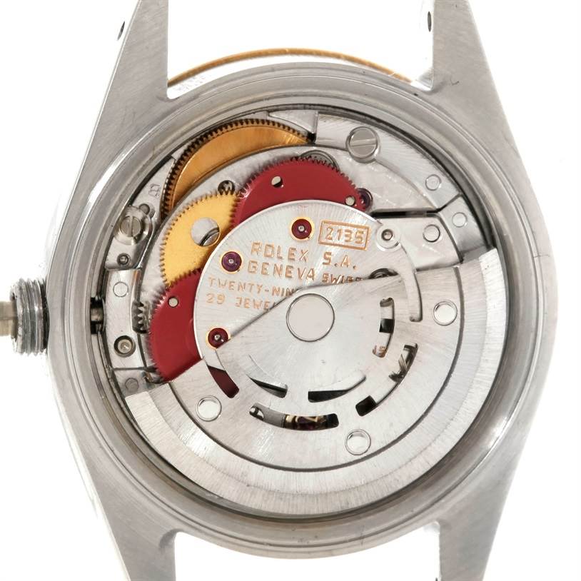 This image shows the internal mechanism of a Rolex Datejust 69173 Women's Stainless Steel Champagne Dial 69173 Women's Stainless Steel Champagne Dial watch, viewed from the back with the case removed.