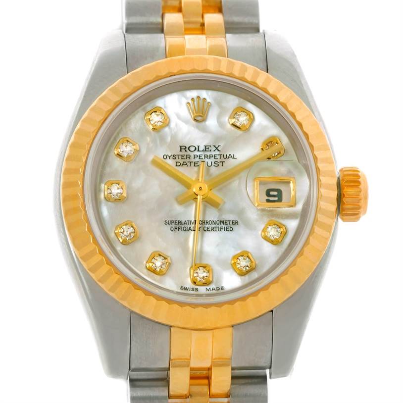 Rolex Datejust Ladies Steel 18K Yellow Gold Diamond Watch 179173 ...