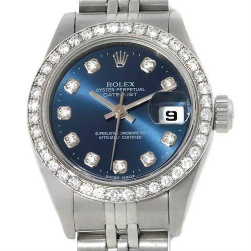 Photo of Rolex Datejust Ladies Steel 18k White Gold Diamond Watch 79174