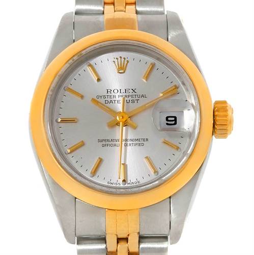 Photo of Rolex Datejust Ladies Steel 18k Yellow Gold Silver Dial Watch 69173