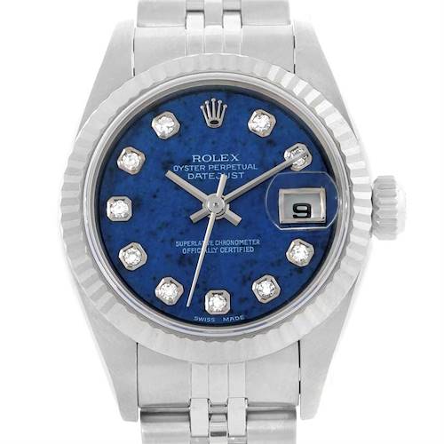 Photo of Rolex Datejust Ladies Steel White Gold Blue Sodalite Diamond Dial Watch 79174