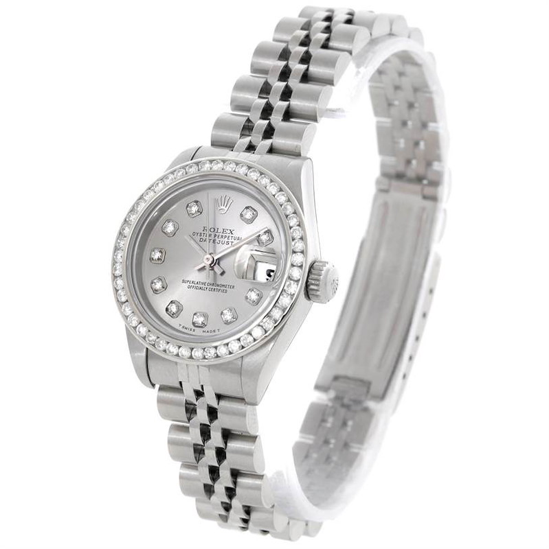 Rolex Datejust Ladies Steel Silver Dial Diamond Watch 69240 SwissWatchExpo