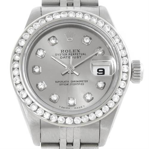 Photo of Rolex Datejust Ladies Steel Silver Dial Diamond Watch 69240