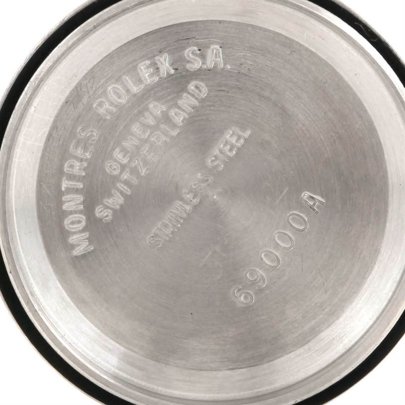 This is the back case of a Rolex Datejust 69173 Women
s Stainless Steel Beige Dial 69173 Women
s Stainless Steel Beige Dial watch showing its engraved details.