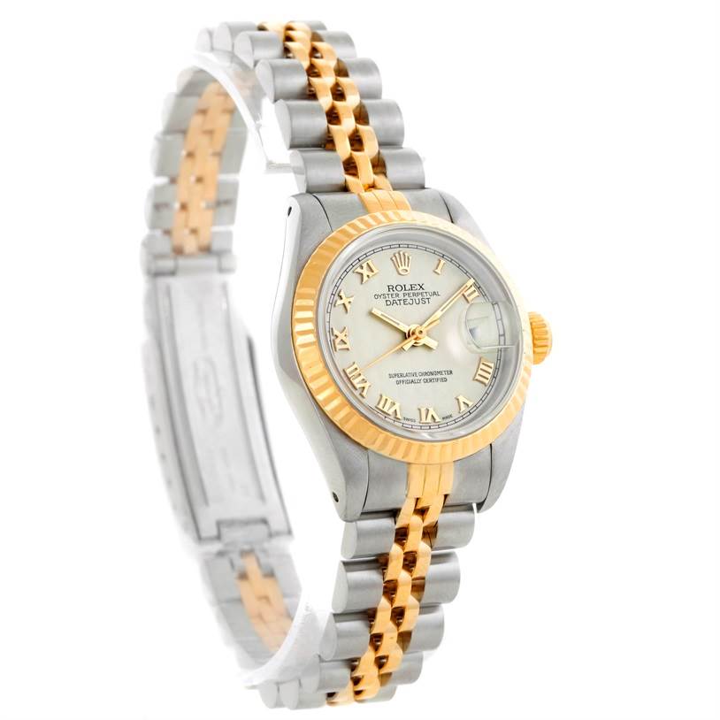 Rolex Datejust Ladies Steel 18k Yellow Gold Pyramid Dial Watch 69173 ...