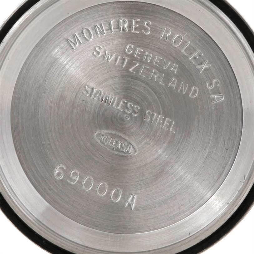 This image shows the back case of a Rolex Datejust 69173 Men's Stainless Steel Beige Dial 69173 Men's Stainless Steel Beige Dial watch, focusing on the inscriptions.