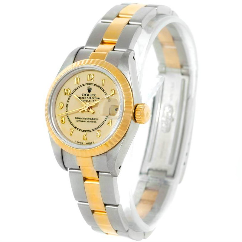 Rolex Datejust Ladies Steel 18k Yellow Gold Ivory Dial Watch 69173 SwissWatchExpo