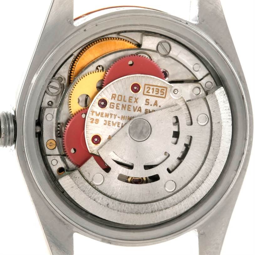 This image shows the internal mechanism of the Rolex Datejust 69173 Women's Stainless Steel Champagne Dial 69173 Women's Stainless Steel Champagne Dial watch, including gears and components.