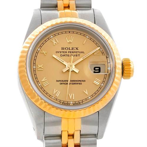 Photo of Rolex Datejust Ladies Steel 18k Yellow Gold Ivory Dial Watch 69173