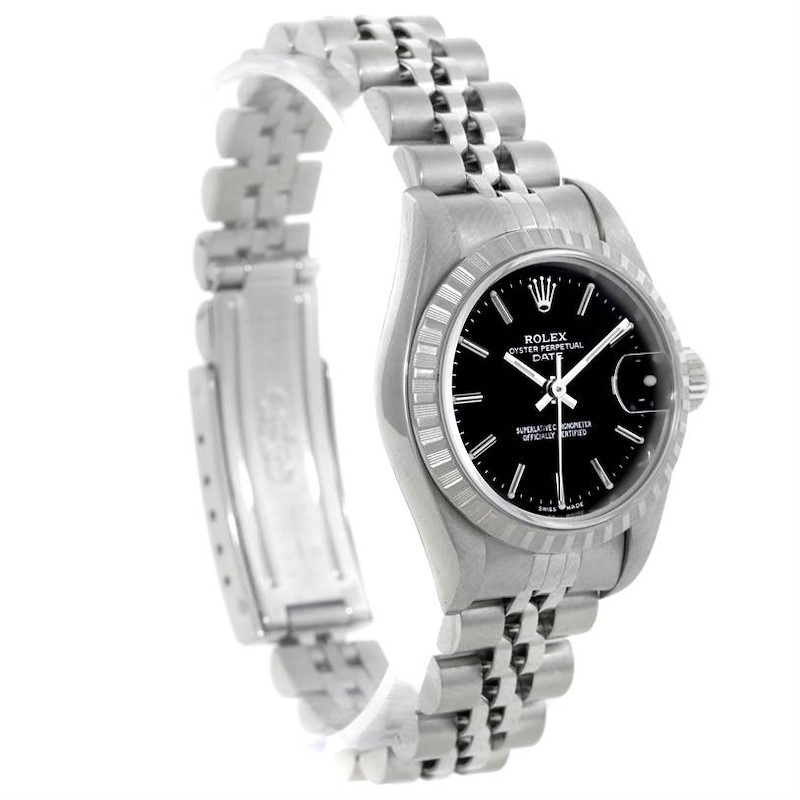 Rolex Date Ladies Black Dial Stainless Steel Watch 79240 SwissWatchExpo