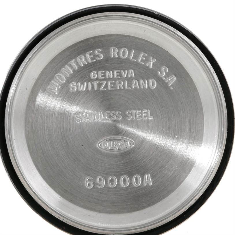 The image shows the inside of the back case of a Rolex Datejust 69173 Women's Stainless Steel Blue Dial 69173 Women's Stainless Steel Blue Dial watch, displaying model and other inscriptions.