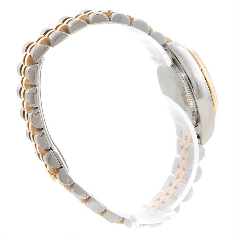 The image shows a side profile of a Rolex Datejust 179173 Women's Steel and Gold (two tone) Champagne Dial 179173 Women's Steel and Gold (two tone) Champagne Dial watch, focusing on the bracelet and part of the case.