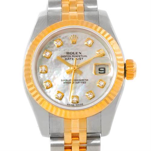 Photo of Rolex Datejust Ladies Steel 18K Yellow Gold Diamond Watch 179173
