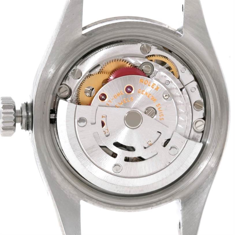 The image shows an internal view of the movement mechanism of the Rolex Datejust 179174 Women's Stainless Steel Mother of Pearl Dial 179174 Women's Stainless Steel Mother of Pearl Dial watch.