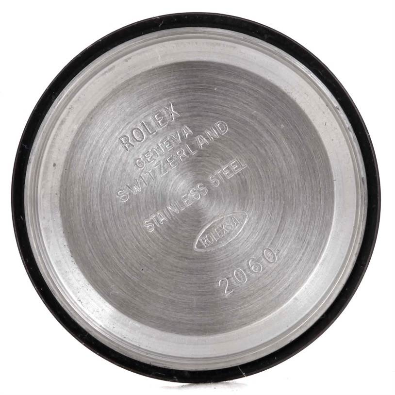 This is the back case of a Rolex Datejust 69174 Women's Stainless Steel Silver Dial 69174 Women's Stainless Steel Silver Dial watch, showing the interior with brand engravings.