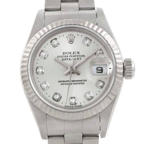 Photo of Rolex Datejust Ladies Stainless Steel White Gold Diamond Watch 69174