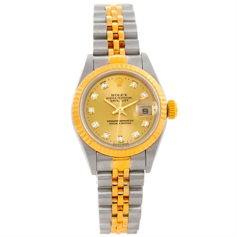Rolex Datejust Ladies Steel 18k Yellow Gold Diamond Watch 79173 ...