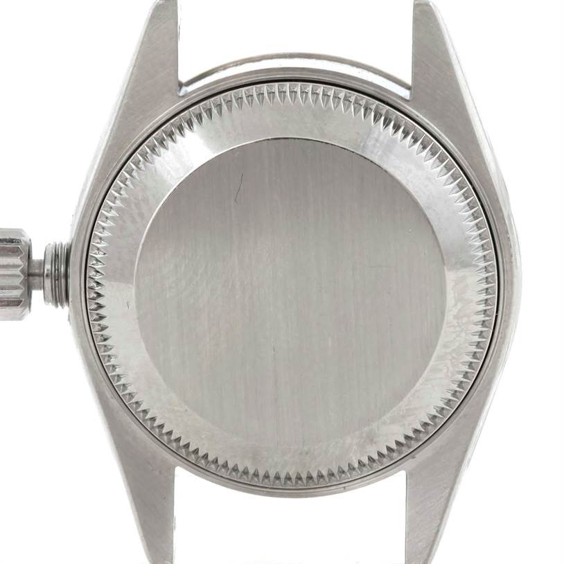 This image shows a front view of the Rolex Datejust 79174 Women
s Stainless Steel Blue Dial 79174 Women
s Stainless Steel Blue Dial watch case without the dial and hands.