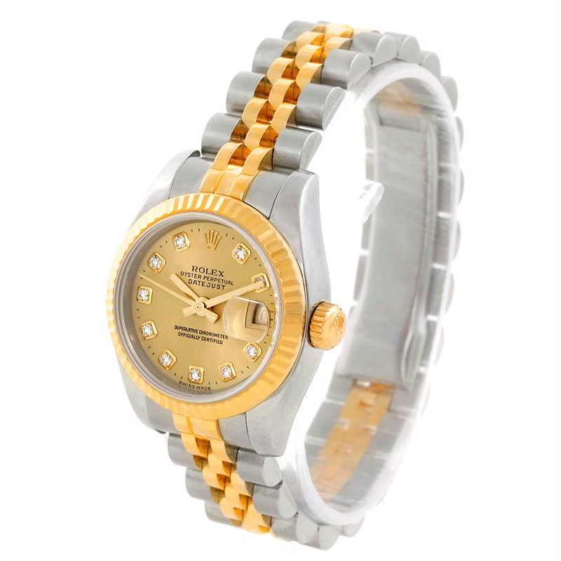 Rolex Datejust Ladies Steel 18K Yellow Gold Diamond Watch 179173 with 2 extra links SwissWatchExpo